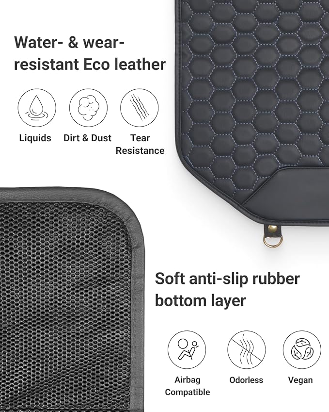 Black Car Seat Set: Backseat Organizers & Waterproof Protector for Child Seats Toy Storage in Black, Brown, Tan Guard Against Dirt, Scratches, Stains on Leather