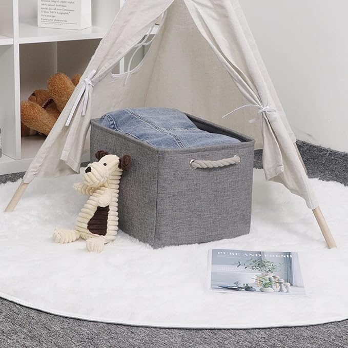 HNZIGE Shelf Baskets for Storage(3 Pack) Storage Bins Fabric Storage Baskets for Shelves,Baskets Set for Organizing Clothes,Nursery,Laundry(Gray,15" x 11" x 9.5")
