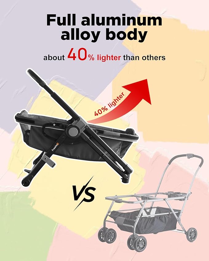 Tandem Wagon Stroller – All-Terrain 2-in-1 Push & Pull Design, Double Seat, Large Storage, Adjustable Canopy, Removable Child Tray for Kids Outdoor Adventures & Family Outings
