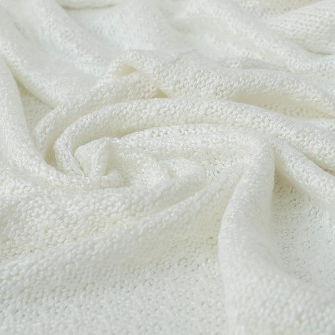 NTBAY Cable Knit Cooling Toddler Blanket, Soft and Breathable Baby Blanket 30x40 Inches Made from Rayon Derived from Bamboo for Crib, Stroller, Nursery, White