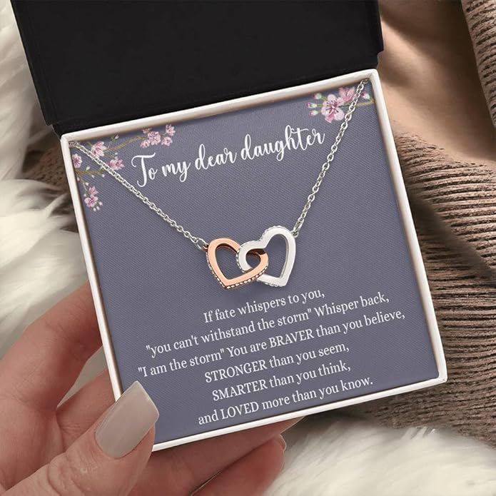 To My Daughter Gift Necklace From Dad or Mom - Badass Daughter Jewelry With Heartfelt Message & Elegant Box