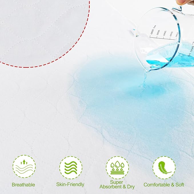 Bamuho Bed Pads for Incontinence Washable with 4 Layers of Protection, Waterproof Bed Pads Large 34" x 52" Great for Adult, Children and Pets