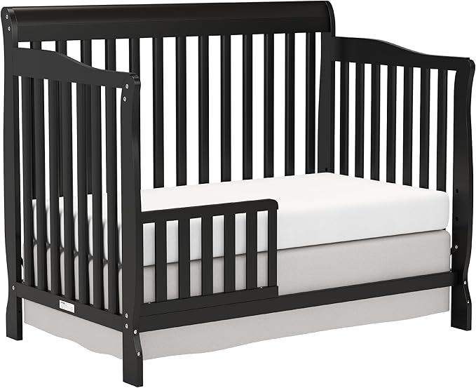 Baby Crib 5-in-1 Convertible, Wooden Cribs Converts to Toddler Bed, Daybed and Full-Size Bed, Nursery Furniture with Non-Toxic Finishes (Black)