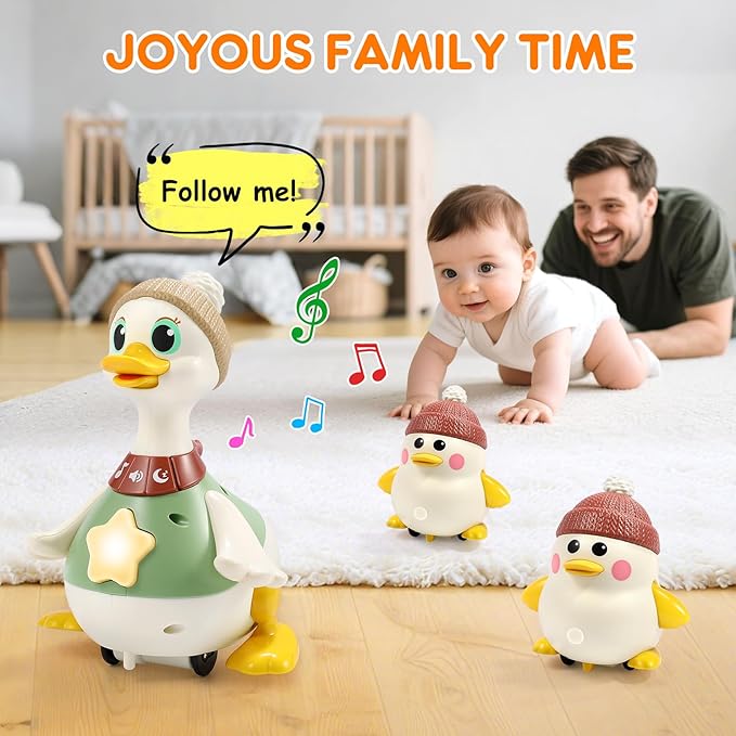 LUDILO Infant Baby Toys 6-12 Months: Musical Crawling Duck Toy Must Have 6 7 8 9 10 12 18 Month Old Baby Toy 6-12-18 Month Newborn Tummy Time Toys for 1 Year Old Boy Girl Gifts Stocking Stuffers