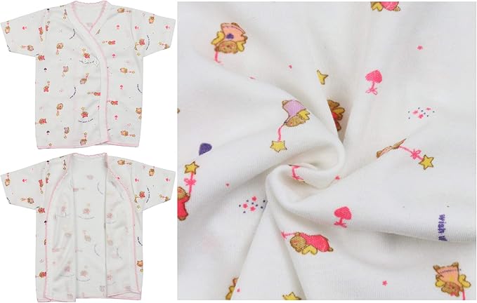 ToBeInStyle Babies' 4 Pack Relaxed Fit Short or Long Sleeve Button Up Kimono Tee Swaddle Shirt