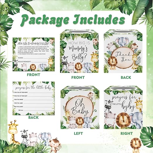 How Big is Mommys Belly Baby Game, Forest Animals Rose Prayers for the Little Baby Cards Box Tickets, Neutral Boy Girl Baby Shower Decorate Set (1 Box + 50 Cards )