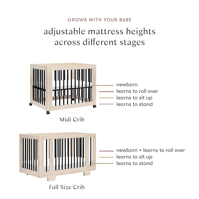 Babyletto Yuzu 8-in-1 Convertible All-Stages® Crib - Conversion Kits for Bassinet, Midi Baby Crib to Toddler Bed, Daybed, Standard Crib & Baby Bed - Portable & Adjustable - GREENGUARD Gold Certified