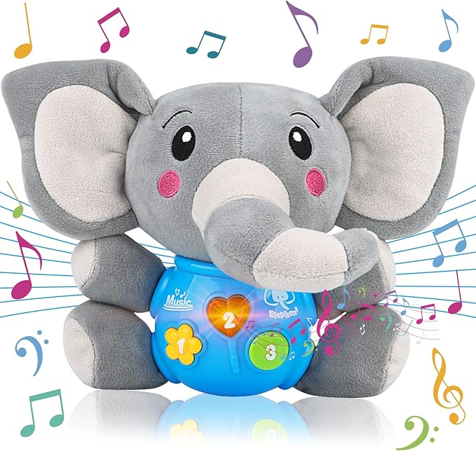 Plush Musical Baby Toys,Cute Elephant Toys for 3-6-12 Months Boys & Girls, Cute Stuffed Animal Infants Baby Toy, Elephant Baby Stuff,Toys for Infants 0-6 Months