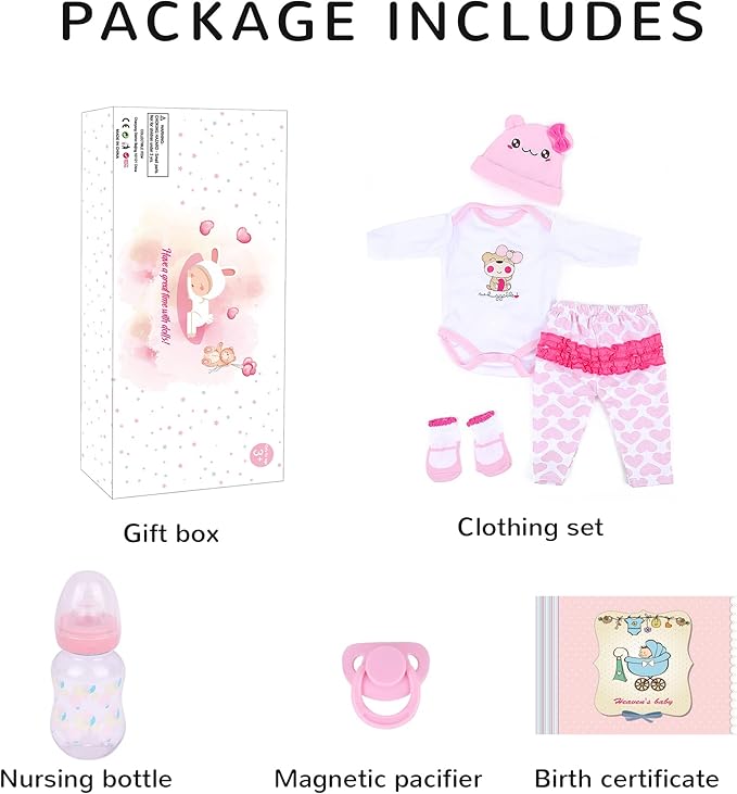 CHAREX Reborn Baby Dolls Girl - 16 Inches Realistic Soft Vinyl Newborn Baby Doll That Look Real, Best Toy for Kids Ages 3+