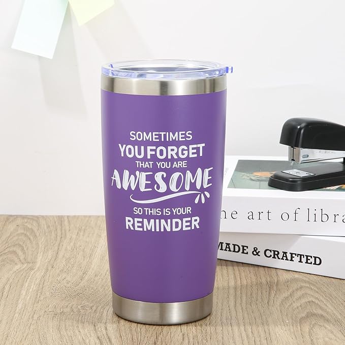 NOWWISH Inspirational Gifts for Women, Awesome Coffee Tumbler, Thank You Birthday Mothers Day Gifts for Mom, Women, Wife with this Funny Tumbler - Purple 20oz