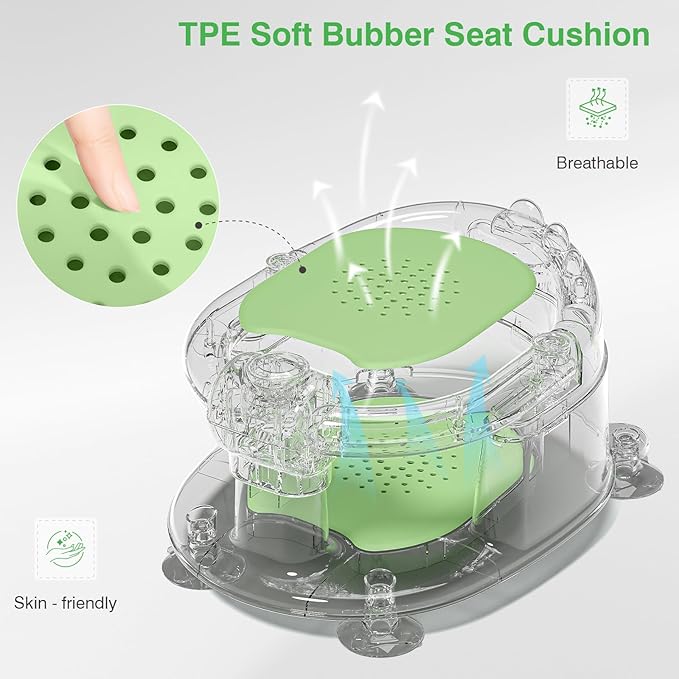 Baby Bath Seat for Babies 5 Months & Up - Non-Slip Bath Seat for Sitting Up with Baby Essentials Kit, Soft Cushion & Compact Design, Toddler Bathtub Seat