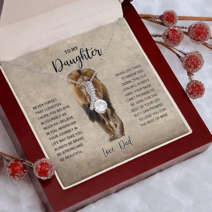 To My Daughter Gift Necklace From Dad or Mom - Badass Daughter Jewelry With Heartfelt Message & Elegant Box