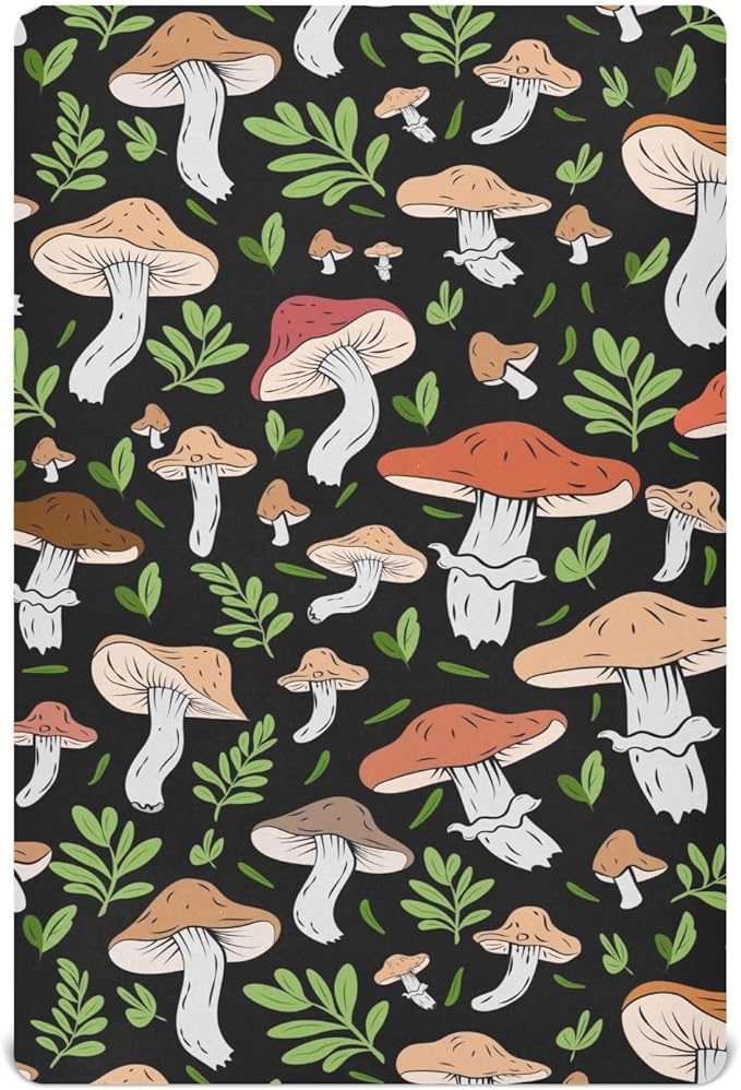 Wild Mushrooms Crib Sheets for Neutral Bassinet Play Sheets,Sheets Toddler Bed Sheets for Baby Boys Girs 39 * 27 * 5in