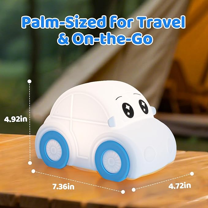 Car Night Light for Kids, Color Changing+Dimmable+1800mAh Rechargeable+Timer+Silicone, Squishy Touch Toddler Night Light, Novelty Nursery Nightlight for Kids Room, Funny Gifts, Boys, Baby