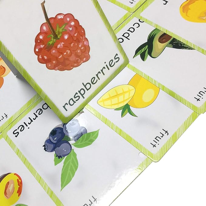Set of Fruits Flash Cards for Toddlers(21 pc) | Kids Learning Flashcard & Montessori Pocket Cards Toys | Perfect for Pre-K Decor Background Wall Stickers, Teacher/Autism Therapists Tools