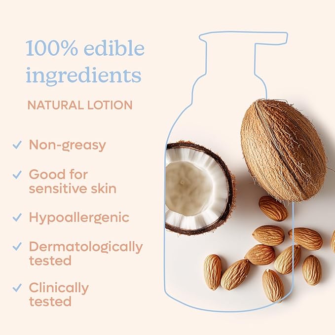 100% Edible Ingredients - Organic Baby Lotion - Clinically Tested - Calming & Rich Moisture for Sensitive Skin - Daily Care - Non-scented (12 Fl Oz (Pack of 2))