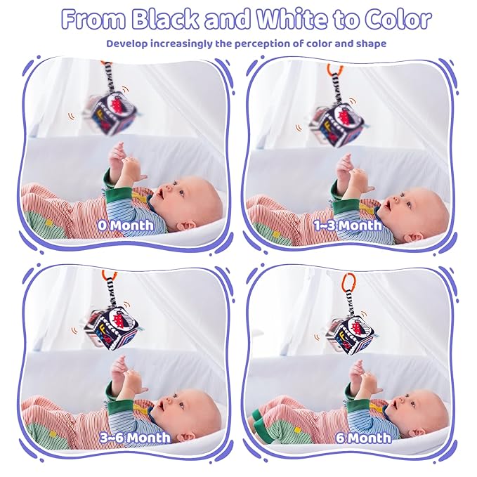 Black and White Sensory Toys for Babies, Montessori High Contrast Newborn Toys for 0-6-12M Baby Brain Development Early Learning Newborn Brain Development Toddlers Kids Gifts