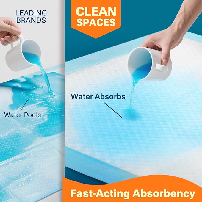 Super Absorbent Puppy Pads 28"x34" 50 Count, Quick Drying Dog Training Pee Pads, Disposable Underpads for Baby and Adults