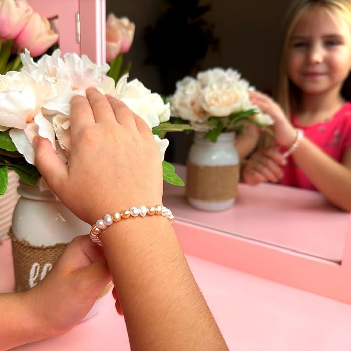 Freshwater Cultured Pearl Bracelet, Sterling Silver Jewelry. Toddler Bracelets for Girls, Toddler Girl Birthday Gifts, Keepsake Baby Girl gift