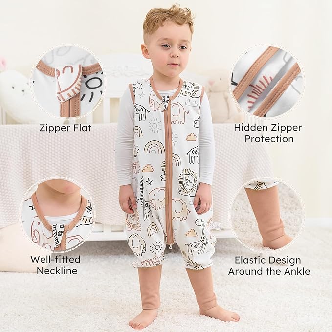 Yoofoss Toddler Sleep Sack With Feet 3-4T 100% Organic Cotton Baby Sleep Sack with Legs Toddler Wearable Blanket with 2-Way Zipper