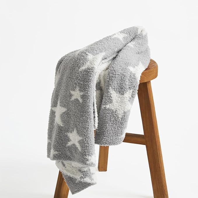 Soft Plush Baby Blanket for Boys Girls with Little Star Printed, Fleece Fuzzy Toddler Nursery Blanket Lightweight Warm Cozy Throw Blanket for Baby Crib, Bed, Rabbit, Light Gray, 30"x40"