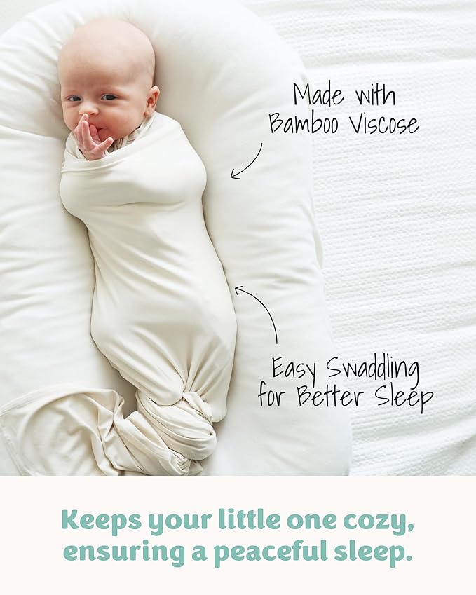 Caden Lane Baby Swaddle & Receiving Blanket, Soft, Breathable & Temperature-Regulating Bamboo Viscose Fabric for Swaddling Newborns, Gender Neutral Infant Blanket for Boys & Girls, Oat Beige