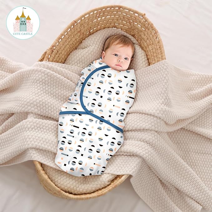Cute Castle 3-Pack Baby Swaddle Sleep Sacks - Newborn Swaddle Sack - Ergonomic Baby Swaddles Blanket Warp for Boys and Girls - Baby Essentials (0-3 Months - Blue)