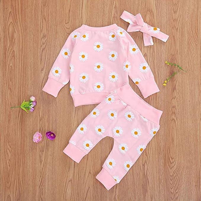 Cute Toddler Baby Girls Clothes Set Long Sleeve T-Shirt and Pants Kids 2pcs Outfits