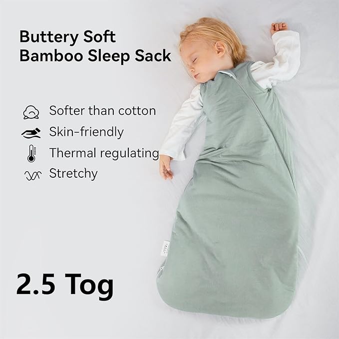 Rayon Made from Bamboo Sleep Sack 6-12 Months 2.5 Tog Winter Warm Ultra Soft Baby Wearable Blanket Toddler Sleep Sack for Babies Unisex Girl Boy 2-Way Zipper Quilted Thick Baby Sleeping Bag