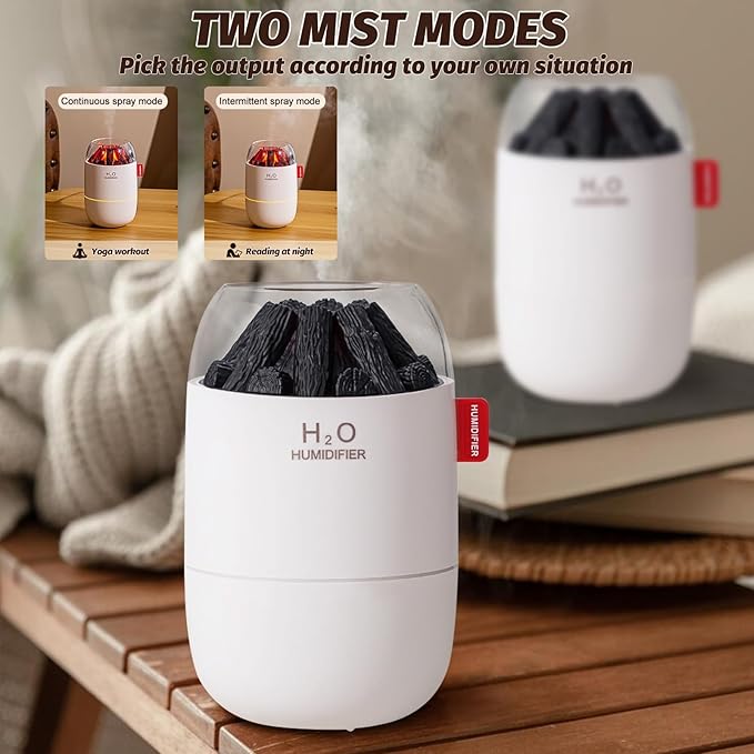 Portable Mini Humidifier for Desk Bedroom Indoor Plant, 280 ml Humidifier for Office Small Room, USB Powered Quiet Cool Mist Humidification Night Light (White)