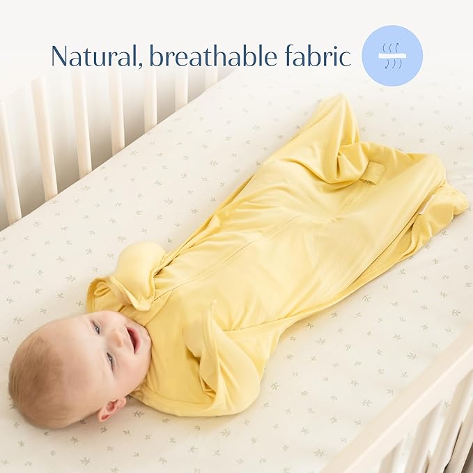 SleepingBaby EverSoft Zipadee-Zip Transition Swaddle - Roomy Wearable Blanket with Two Way Zipper - Viscose from Bamboo - Sunshine, X-Small (3-6 Month)