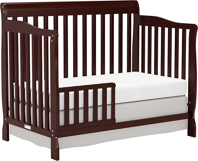 Baby Crib 5-in-1 Convertible, Wooden Cribs Converts to Toddler Bed, Daybed and Full-Size Bed, Nursery Furniture with Non-Toxic Finishes (Espresso)