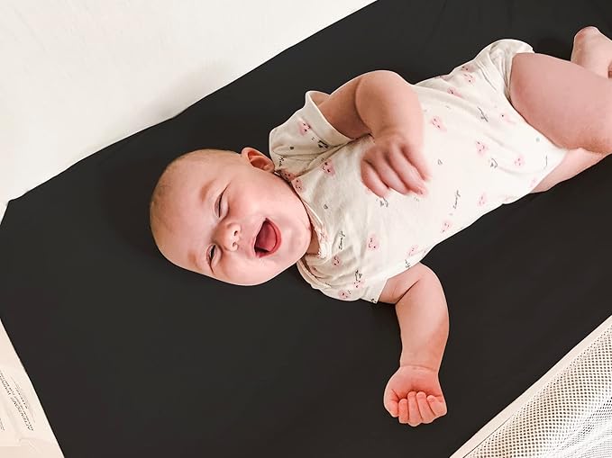 BaeBae Goods Crib Sheets for Baby Boys and Girls, 4 Pack, Soft and Breathable Jersey Knit Fitted Sheet Set, Cute Gender Neutral Nursery Mattress Bedding, Universal Fit (Solid Greys)