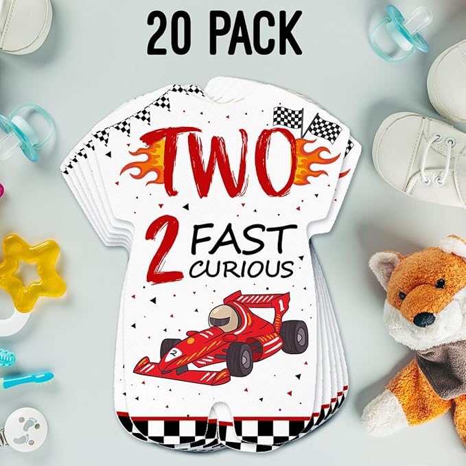 LyoGao Race Car Two Fast Baby Shower Invitations - Racing Car 2nd Birthday Party Fill in Invites Cards With Envelopes (20 Pack)