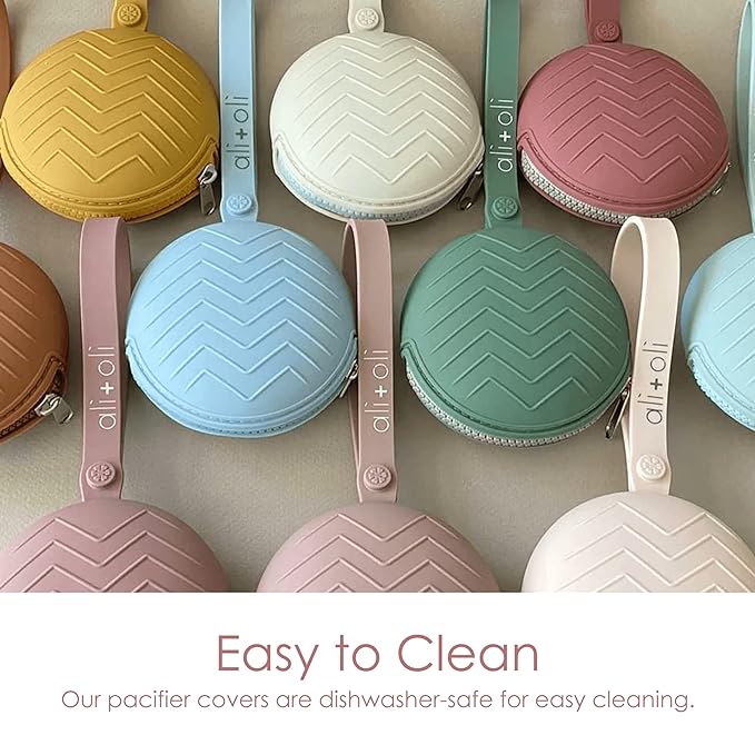 Ali+Oli BPA-Free Silicone Pacifier Holder Case (1-pk) Diaper Bag Accessory Newborn Travel Baby Pacifier Pouch (Chutney)