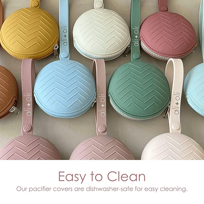 Ali+Oli BPA-Free Silicone Pacifier Holder Case (1-pk) Diaper Bag Accessory Newborn Travel Baby Pacifier Pouch (Cork)