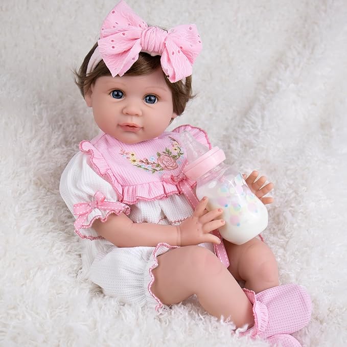 Aori Reborn Baby Dolls Lifelike - 22 Inch Realistic Reborn Baby Girl with Handmade Details | Includes Pink Outfit, Pacifier & Certificate | Premium Soft Vinyl Doll Gift for Collectors, Kids 3+