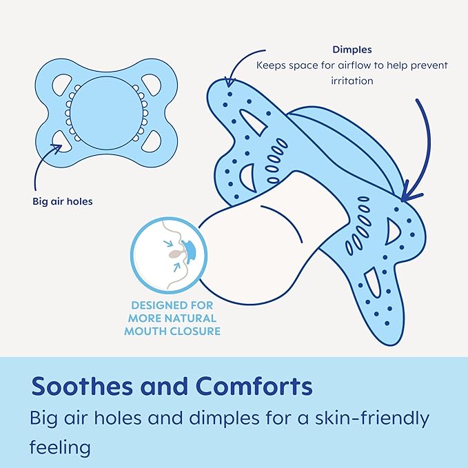 MAM Original Night, Binky for 0-6 Months, BPA-Free Silicone, Glows in The Dark, Best for Newborn Babies, Developed with Medical Experts, 2 Count Binkies, with Sterilizer Case