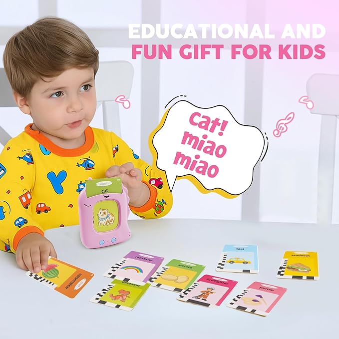 Toddler Toys Talking Flash Cards for Age 1 2 3 4 5 Years Old Boys and Girls, Montessori Language Learning with 224 Words, Pocket Speech Therapy and Autism Sensory Toys, Educational Gifts for Kids