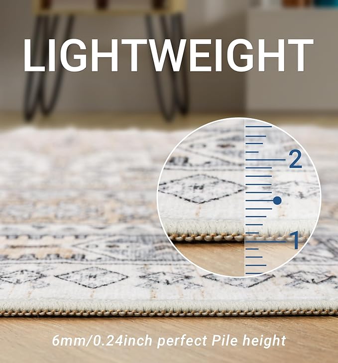 zesthome 12x15 Area Rugs, Large Washable Rug, Ultra-Thin Stain Resistant Rugs for Living Room, Bedroom, Non-Slip Backing Home Decor Area Rug (Beige,12'x15')