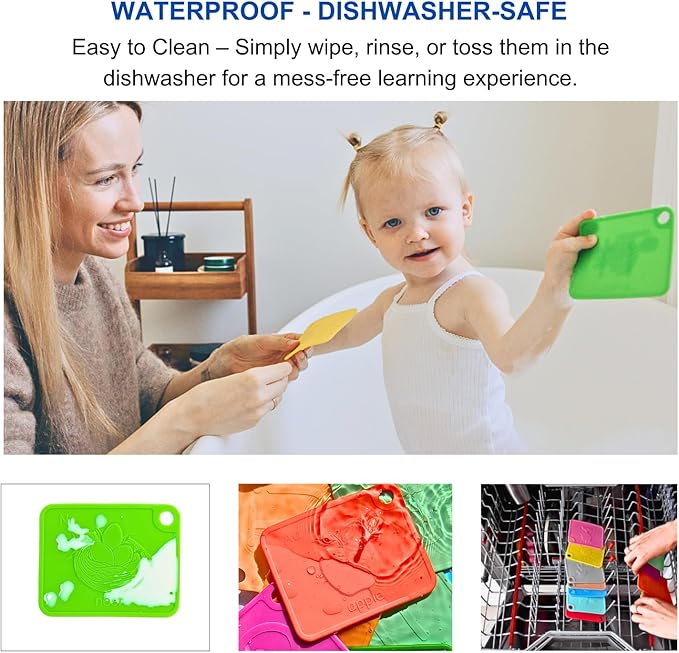 SiliABCs Alphabet Flash Cards, Non-Toxic Silicone Alphabet Flash Cards for Toddlers 1-3, Montessori Toddler Preschool Alphabet Learning Activities, Dishwasher Safe Soft Baby ABC Cards