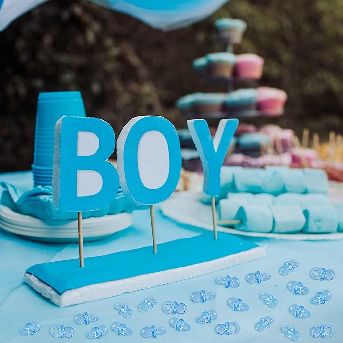 Super Z Outlet Mini Acrylic Baby Pacifiers for Baby Shower Decorations, Table Scatter, Party Favors, Games & Activities - 144 Pieces(Blue)