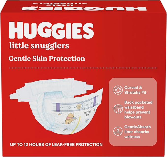 Baby Diapers Size 3 (16-28 lbs), 156ct, Huggies Little Snugglers
