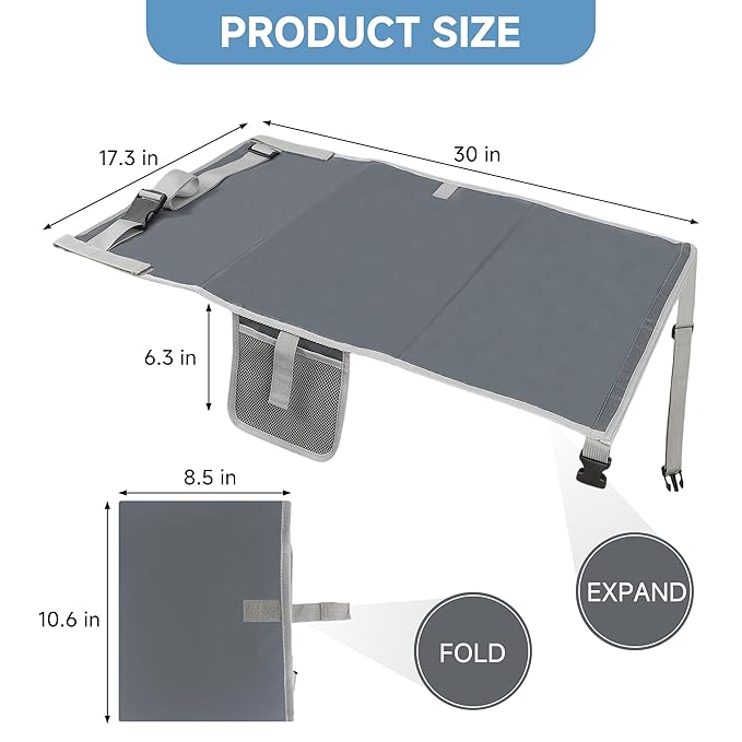 Toddler Airplane Bed, Portable Airplane Seat Extender for Kids, Durable Oxford Cloth – Waterproof and Easy to Clean, Flight Accessories for Toddlers Aged 1–4, Carry-On Compatible, Grey