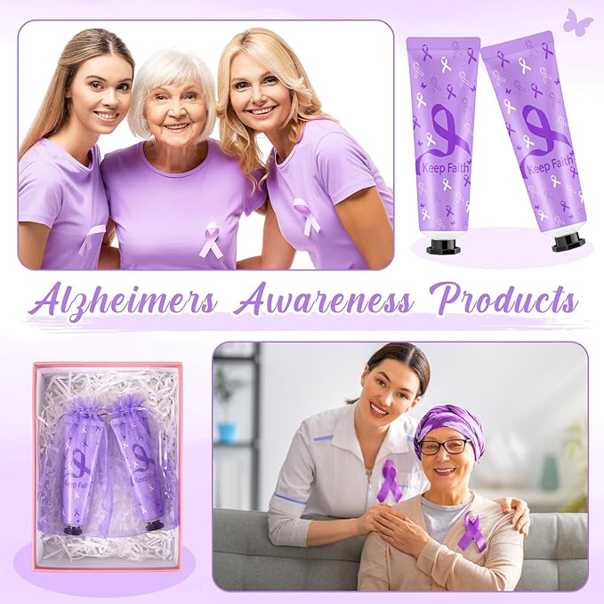 48 Sets Baby Shower Hand Cream Bulk Purple Ribbon Awareness Baby Shower Favors Bridal Thank You Hand Cream for Guests Travel Size Lotion with Organza Bags