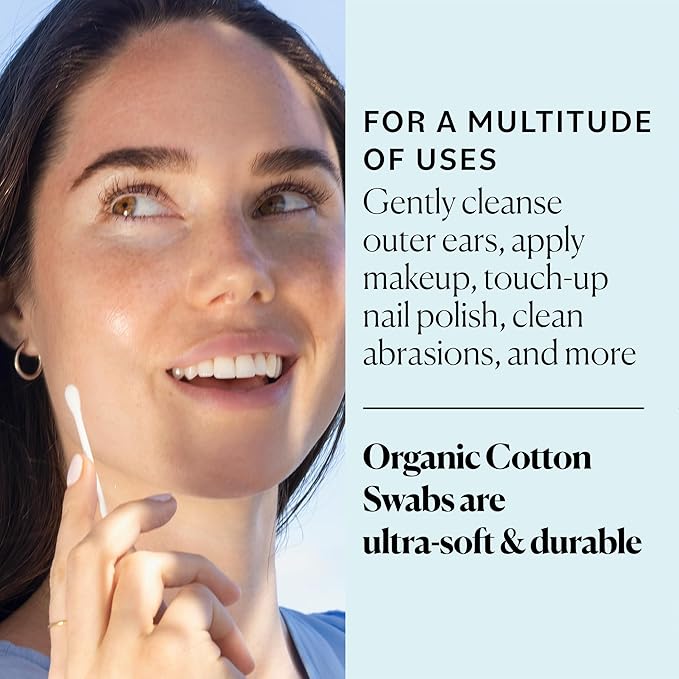 Sky Organics - Organic Cotton Swabs, 1000 ct. - Ultra Soft Tips - Strong & Durable - Hypoallergenic - Chlorine Free - Sustainable - Natural, Vegan & Cruelty Free - Skin Care & Self Care