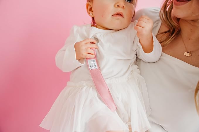 Copper Pearl Premium Knit Pacifier Holders 3-Pack: Stylish Stainless Steel Clips for Baby Girls and Boys - Prevent Floor Drops - Hope