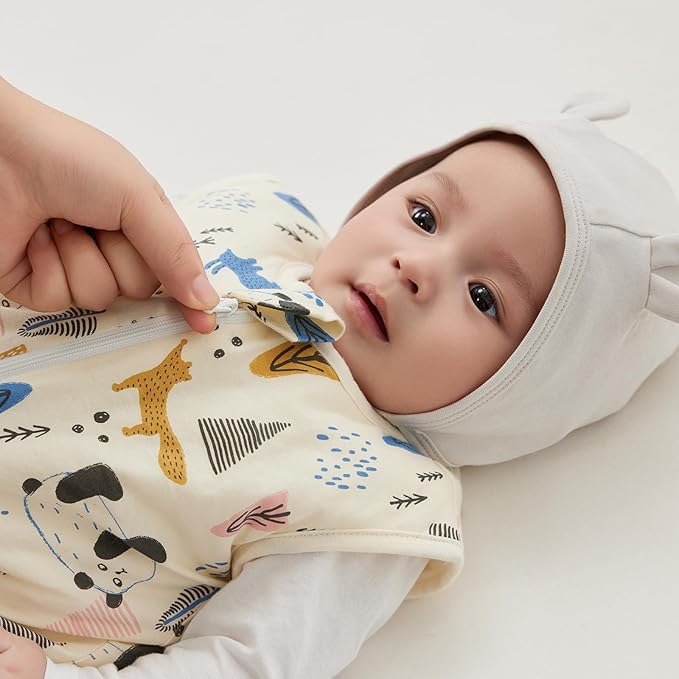 Duomiaomiao 1.5 TOG Baby Sleep Sack 100% Cotton Four Season Baby Wearable Blanket, Breathable Comfy Toddler Sleeping Sack