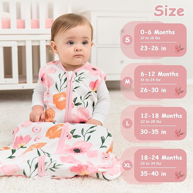 Looxii Baby Sleep Sack 0.5 TOG, 100% Cotton 3 Pack Wearable Blanket Baby Sleep Bag for Newborn Infant, 2-Way Zipper Lightweight Toddler Sleeping Sack 12-18 Months
