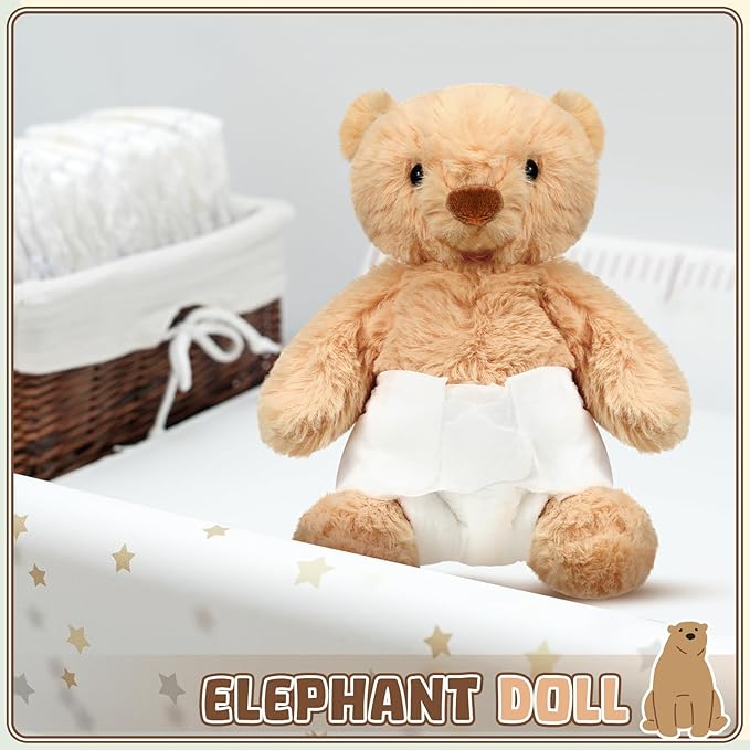 8 Sets Brown Bear Blindfolded Diaper Changing Baby Shower Games Flip Cup Games Prizes 8 Plush 8 Diapers 8 Gift Bags for Baby Shower Gender Reveal Raffle Party Game